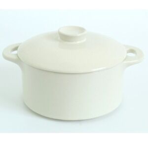 Brocc Your Body Ceramic Mini Cocotte with Lid Cream Stoneware 4.5 inch